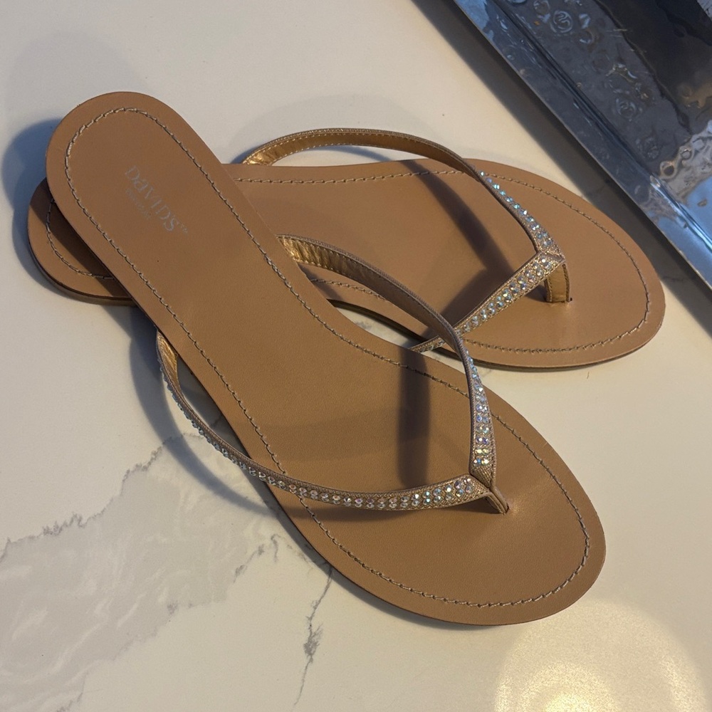 Tan Sandals with Rhinestone Straps - Picture 6 of 6